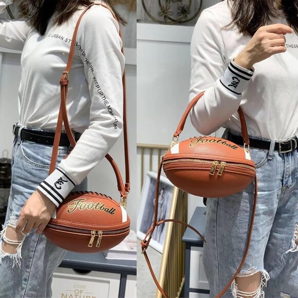 Fashion-Forward Football Handbag: Adjustable Shoulder Strap & Vibrant Colors - Picture 6 of 7